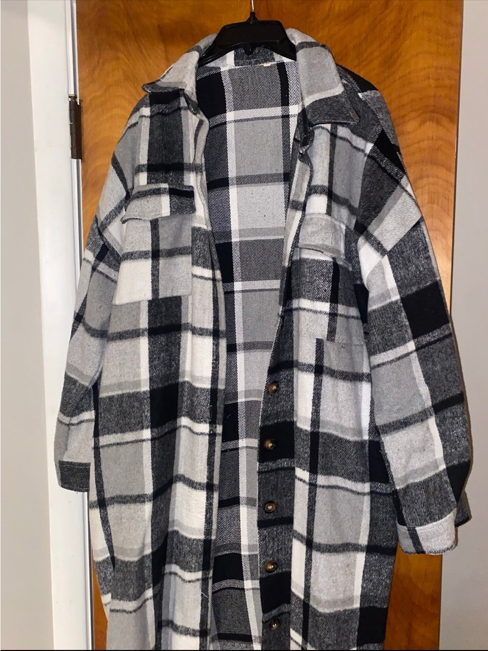 Black & White Plaid Long Shacket